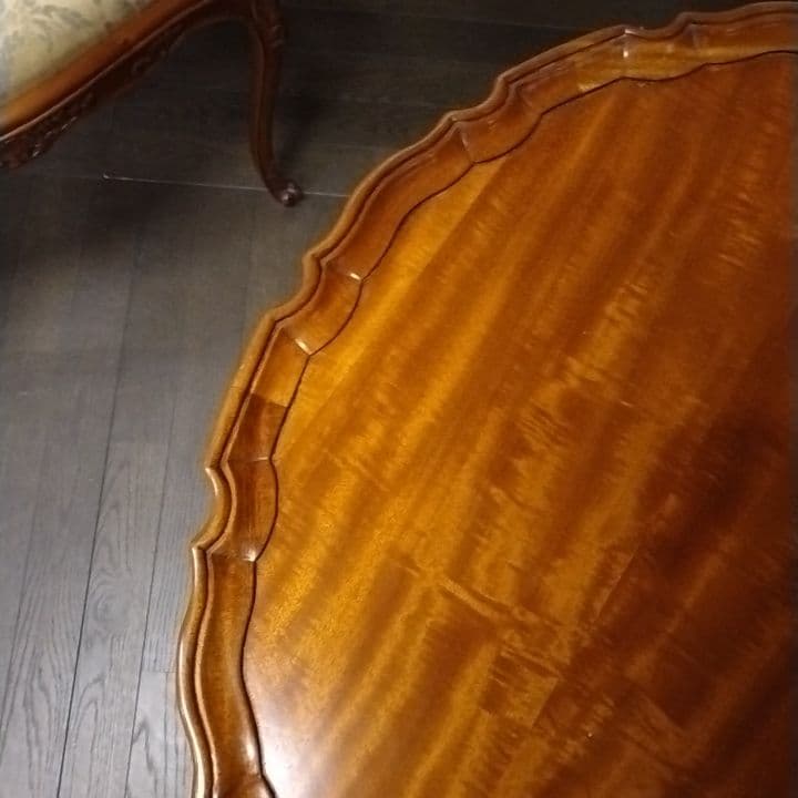 アンティーク調　シノワ　サイドテーブル コーヒーテーブル チーク材　円形