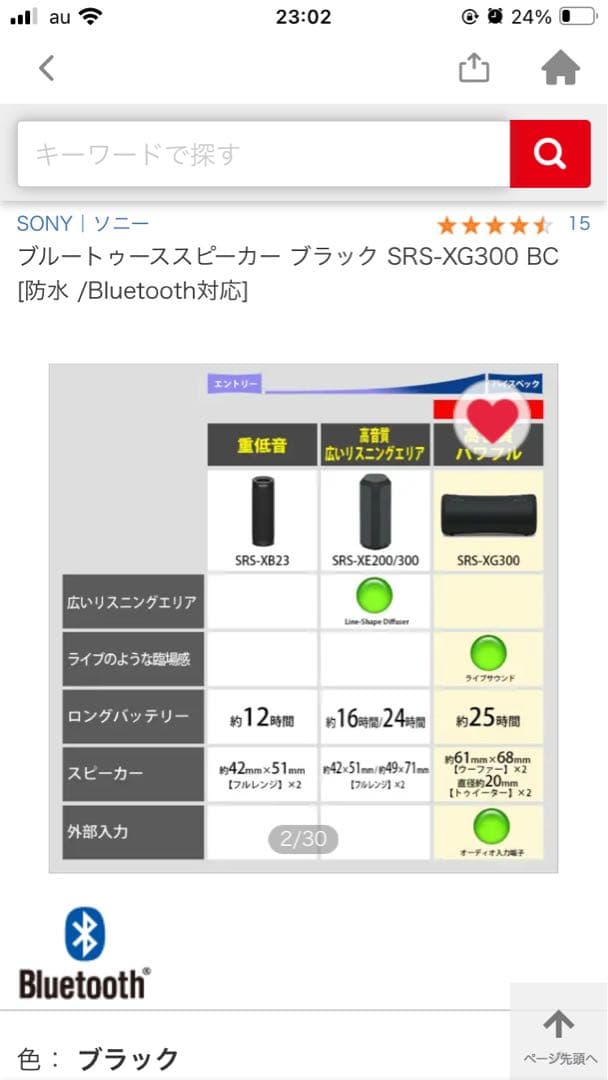 ワイヤレススピーカー SONY SRS-XG300