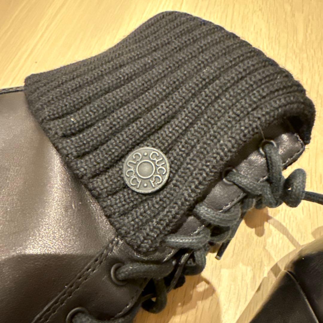 GUCCI レディース　ショートブーツ　レザー&ニット　ブラック　36.5