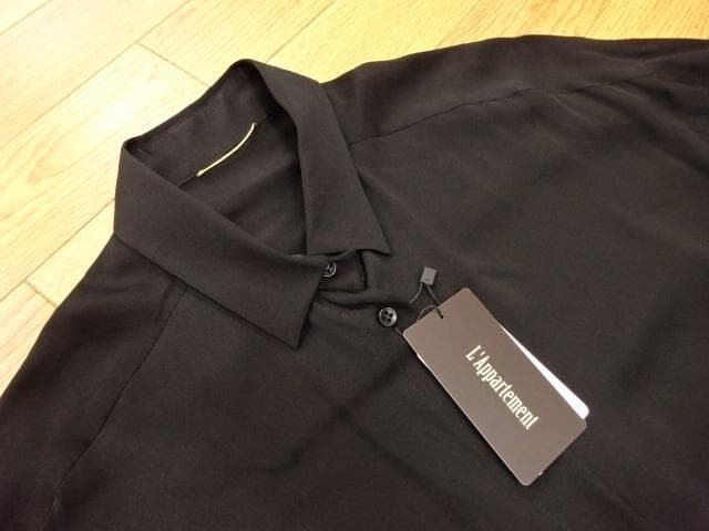 【新品】L'Appartement ウォッシャブル シルクシャツ 黒ブラック