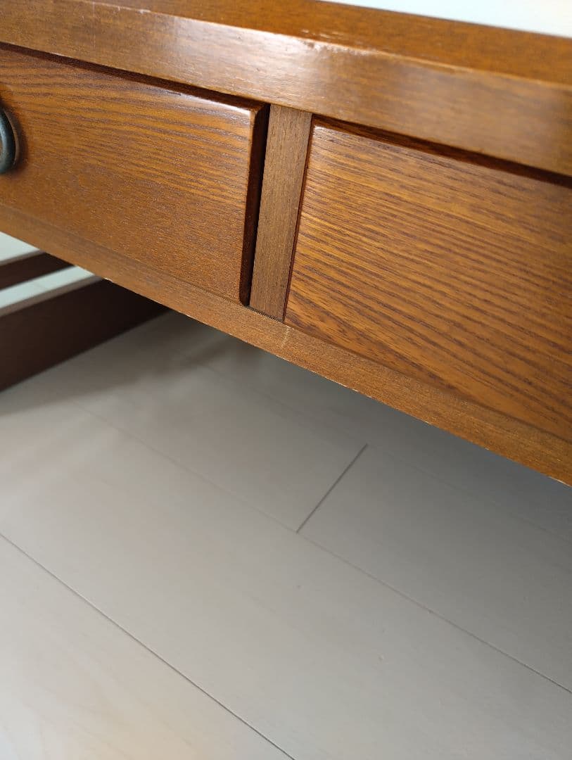 光製作所（hikari）文机 欅ケヤキ杢 片袖机 和室 座机 引き出し付き