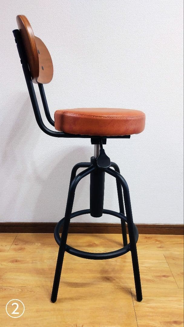 週末セール！限定カラー昇降式カウンターチェアタムチェア2脚セットキャメルブラウン