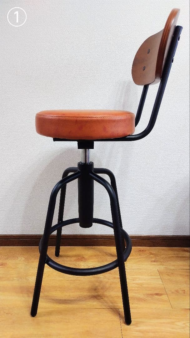 週末セール！限定カラー昇降式カウンターチェアタムチェア2脚セットキャメルブラウン