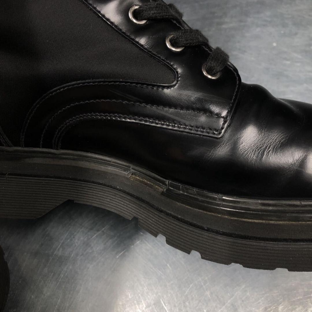 GQ4800◇PRADA : 2UE011 コンバットブーツ◇8◇黒 難あり