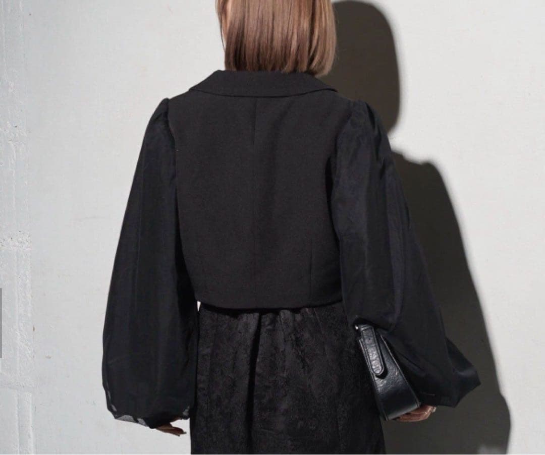 【Mavie.7】 袖チュールショートジャケット