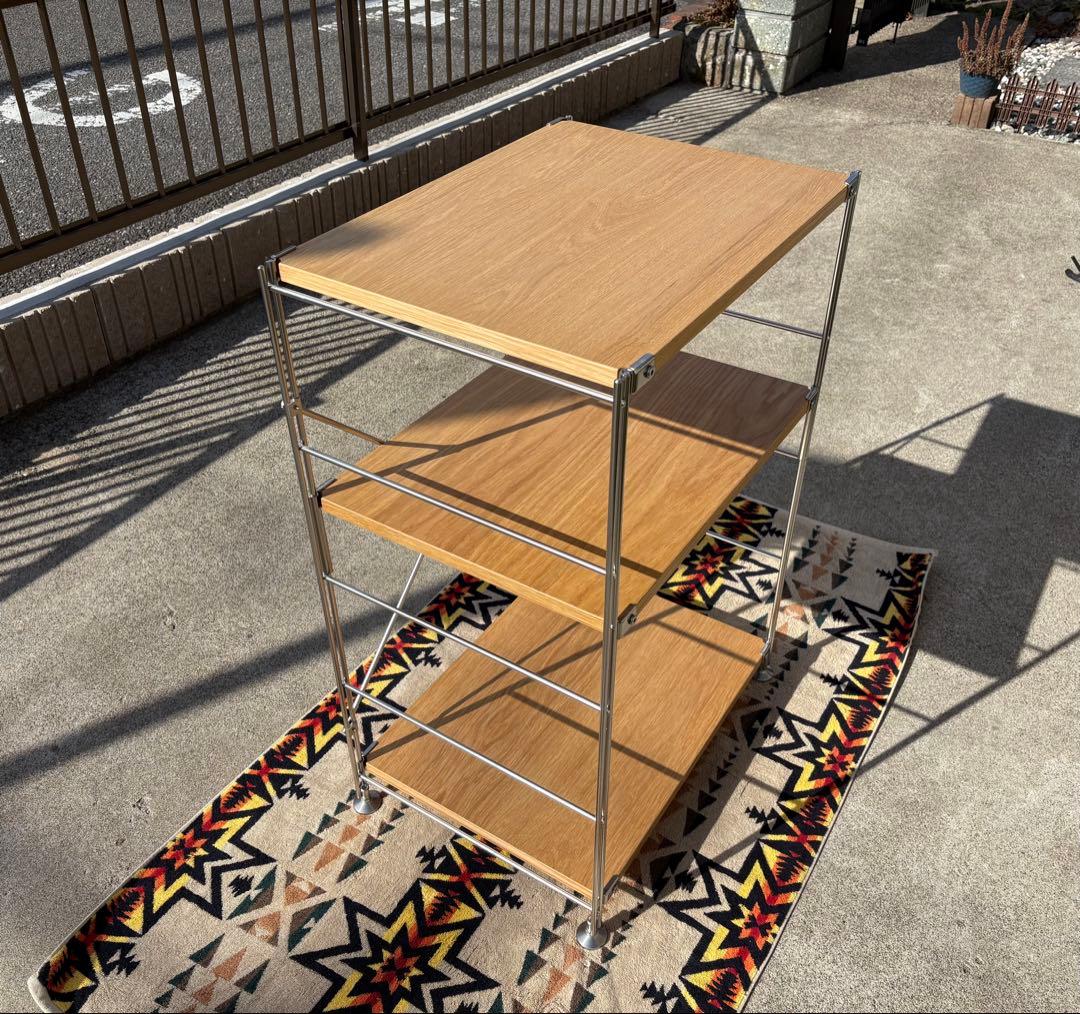 【中古・美品】無印良品 ステンレスユニットシェルフ　オーク材棚セット　小