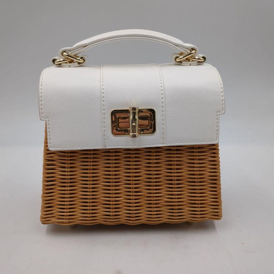 ★美品 ダイアナ DIANA かごバッグ ショルダー 2way ハンドバッグ 白