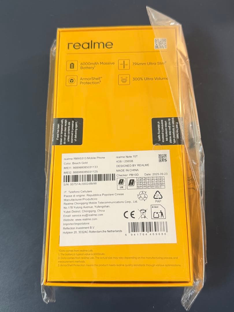 realme Note 70T 本体4/256GBGOLD新品未使用