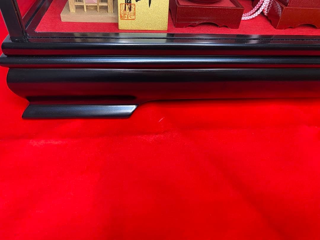 東京久月　雛人形屏風付ガラスケース親王飾り・間口約５７×奥行約３４×高さ約３９㎝