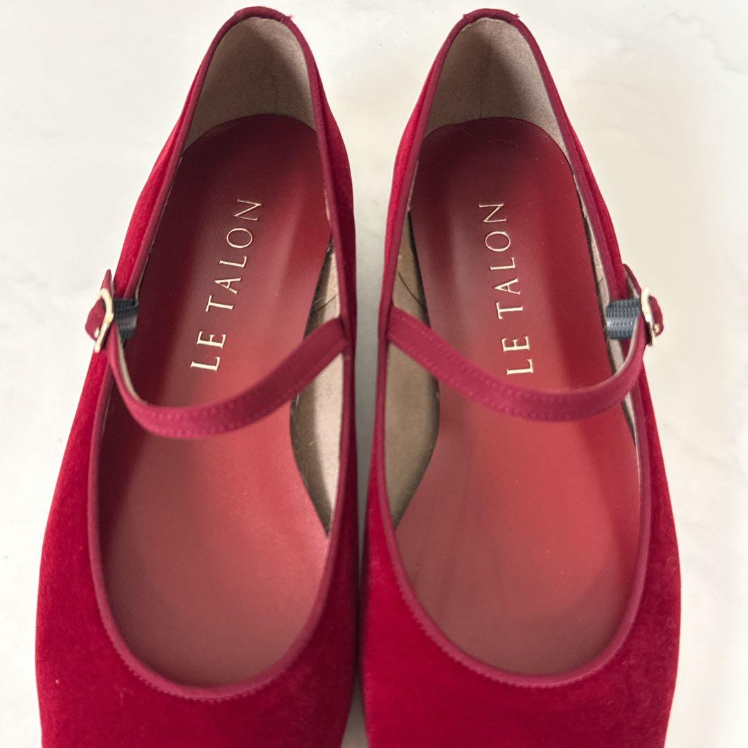 極美品✨ルタロン スクエアソフトメリージェーン レッド 23.5cm ベロア 赤