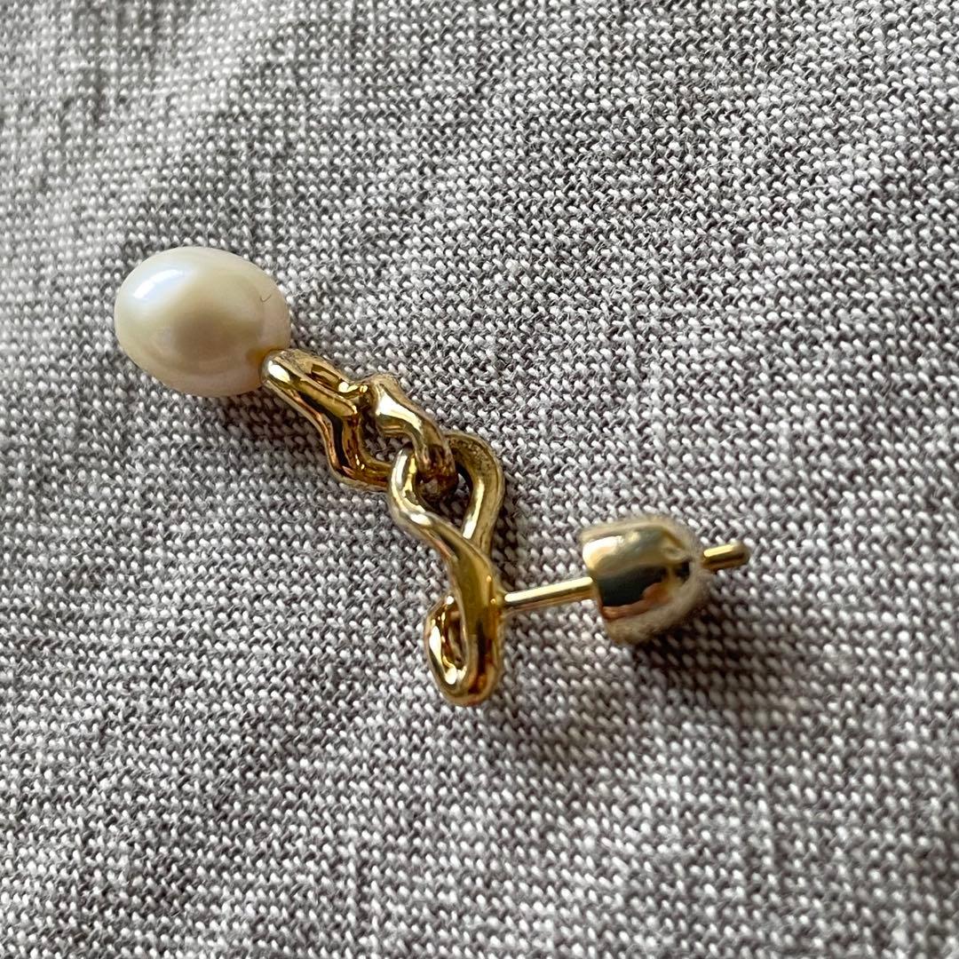 【刻印有】MARIA BLACK Orion 淡水パール付き片耳ピアス　ゴールド