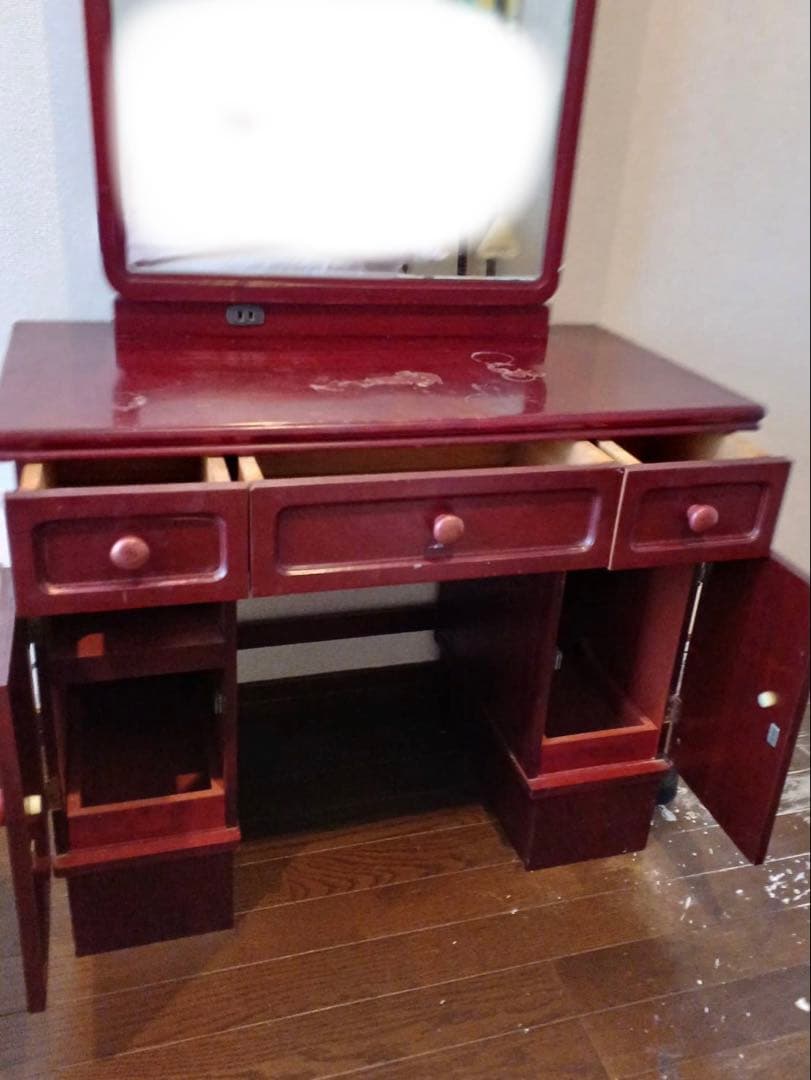 昭和レトロ　赤茶　クラシック　ドレッサー　鏡　鏡台 化粧台　 木製ドレッサー