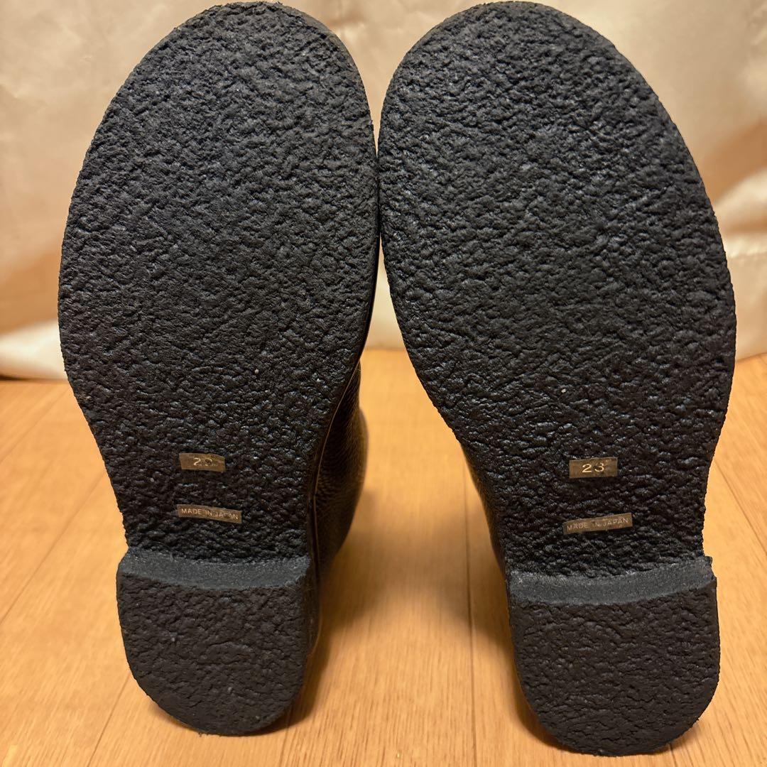 SAYA 23cm 本革 レザー ショートブーツ 黒 サイドジップ 日本製