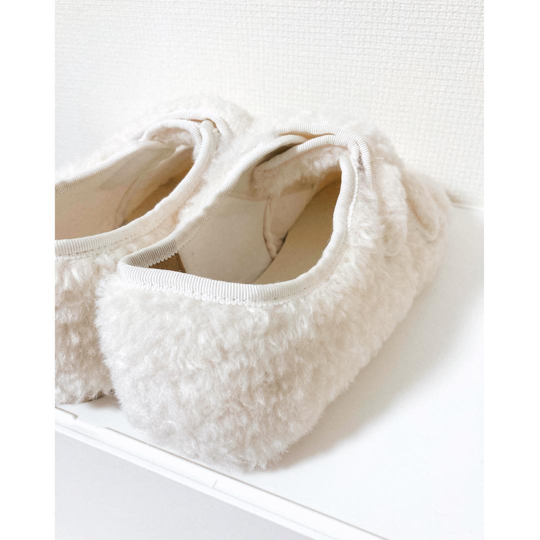 merry jenny 新品 ホワイト Mサイズ フェイクファーベルクロシューズ