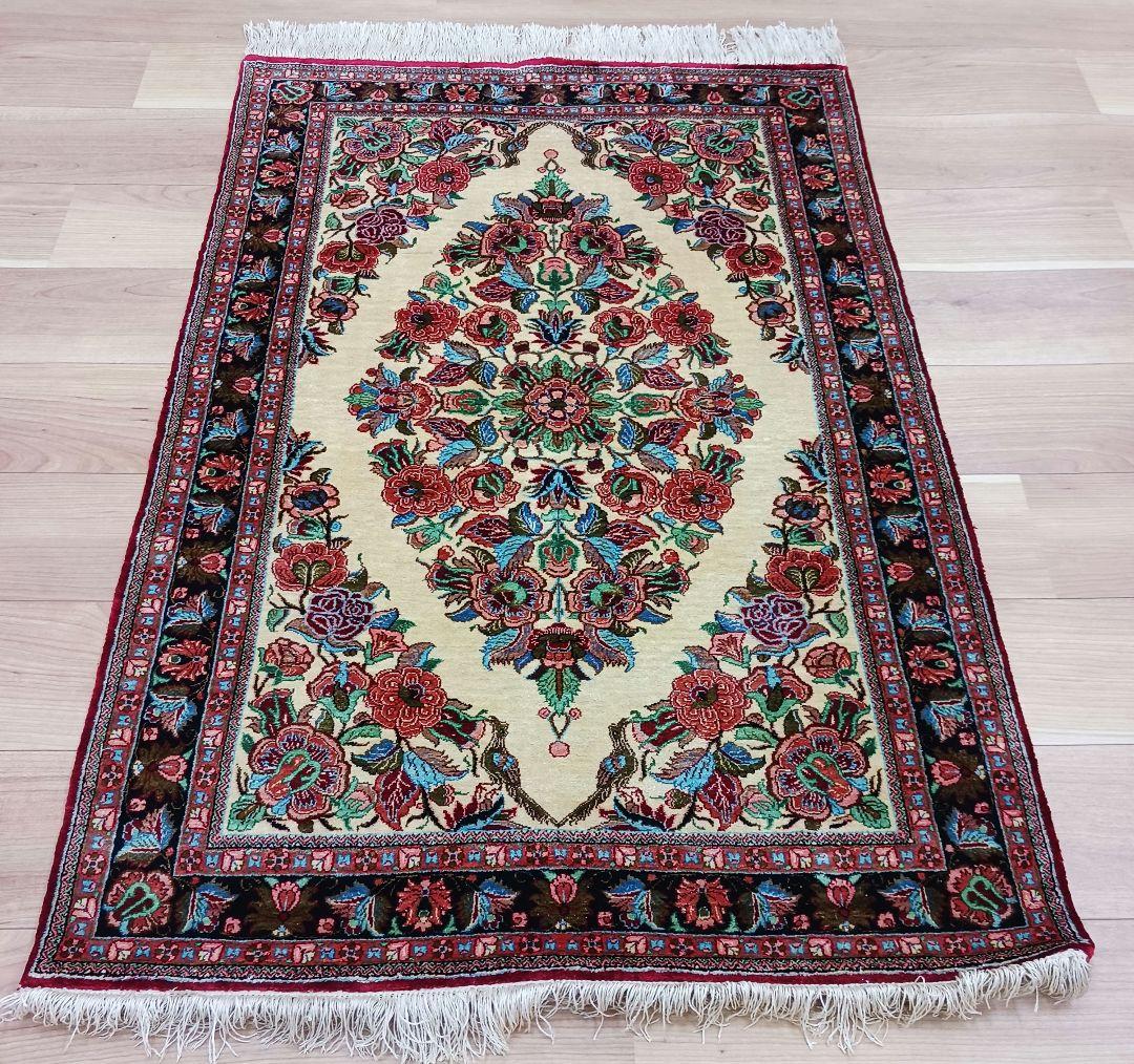 Y3349 高級ペルシャ絨毯 クム産 シルク100% 手織り 保証書付