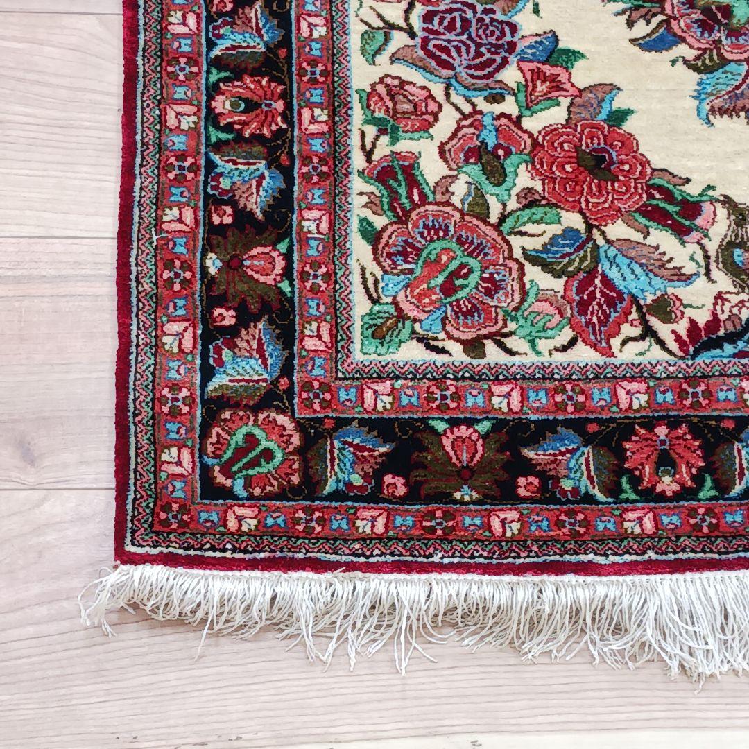 Y3349 高級ペルシャ絨毯 クム産 シルク100% 手織り 保証書付