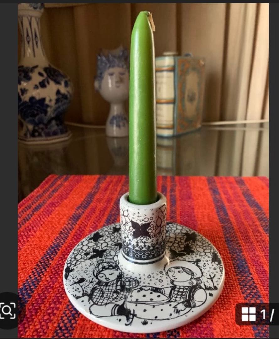 ビヨンヴィンブラッド　ビンテージニモール窯の大型22㎝の少女と鳥柄のボール絵皿！