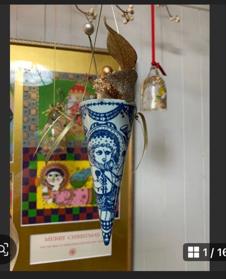 ビヨンヴィンブラッド　ビンテージニモール窯の大型22㎝の少女と鳥柄のボール絵皿！