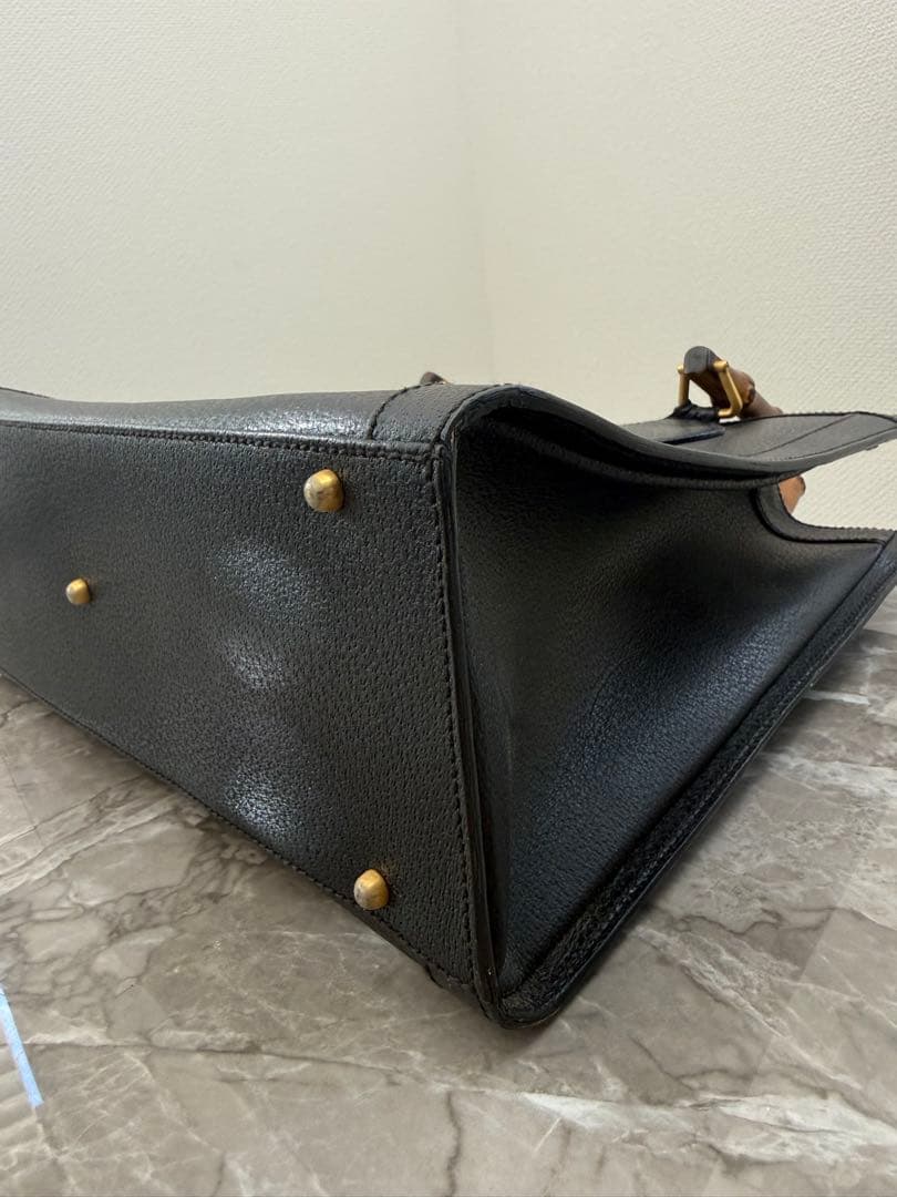 美品GUCCI グッチ バンブー ダイアナ ハンドバッグ レザー　黒 ブラック