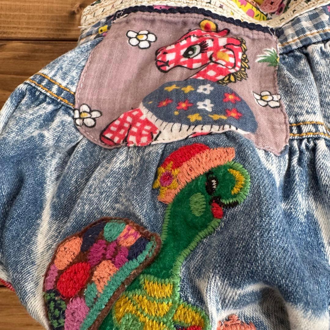 も*も様 ハンドメイド デニムリメイク バッグ レトロアニマル 楕円底 35