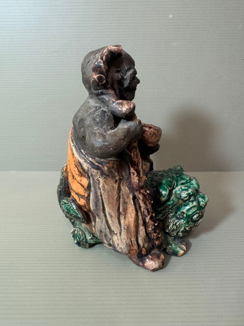 2719 時代物 人物 仙人青獅像　古美術 置物