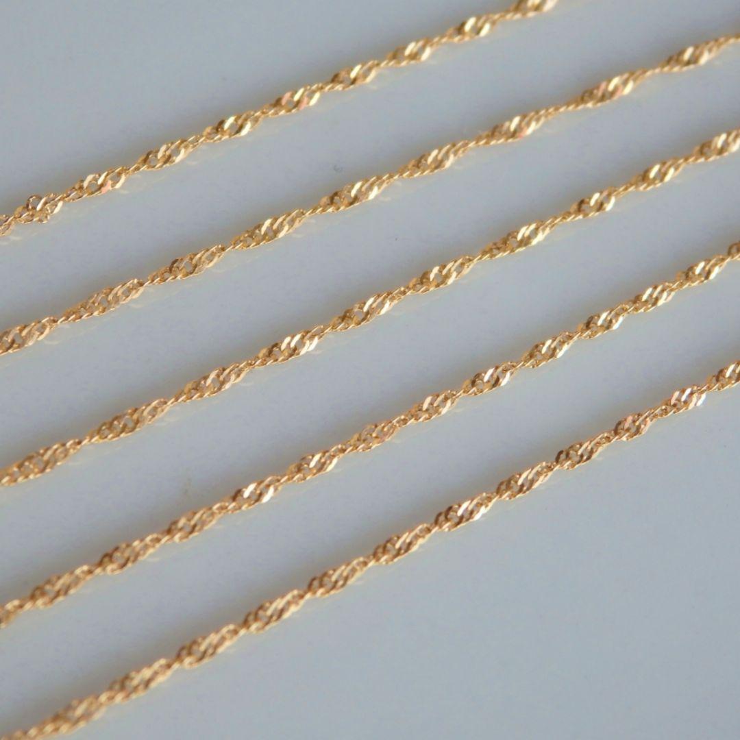 ゆゆ　k18アンクレット　スクリューチェーン　1.3㎜幅　つけっぱなし