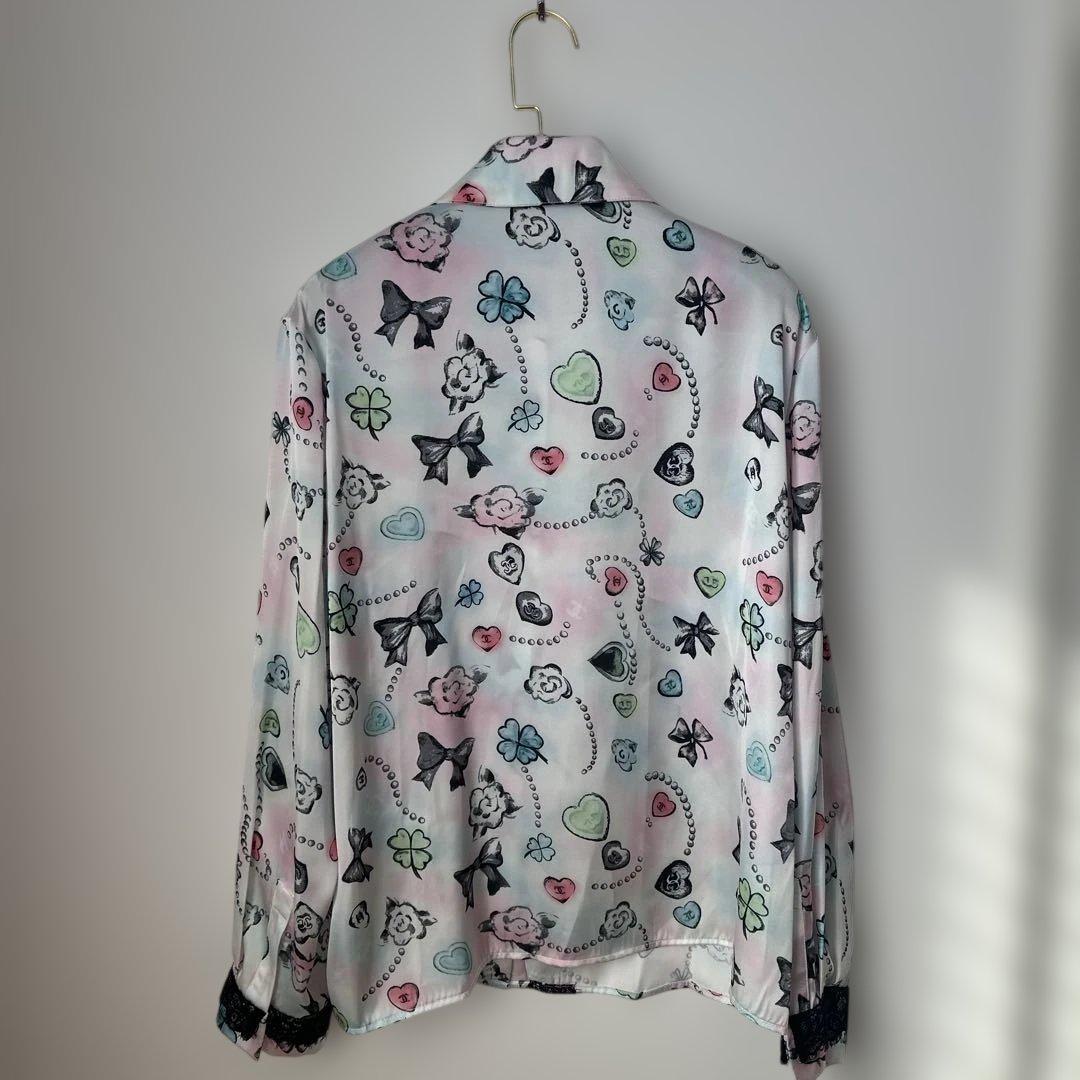 シャネル 花柄プリント 長袖シャツ
