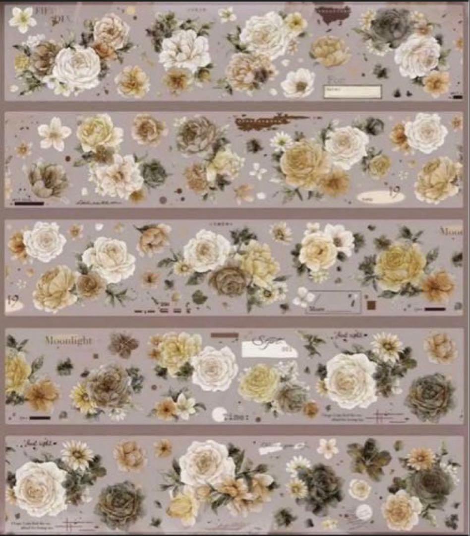 PET 6cm×6m 焦糖拿铁 海外マスキングテープ　海外マステ　花