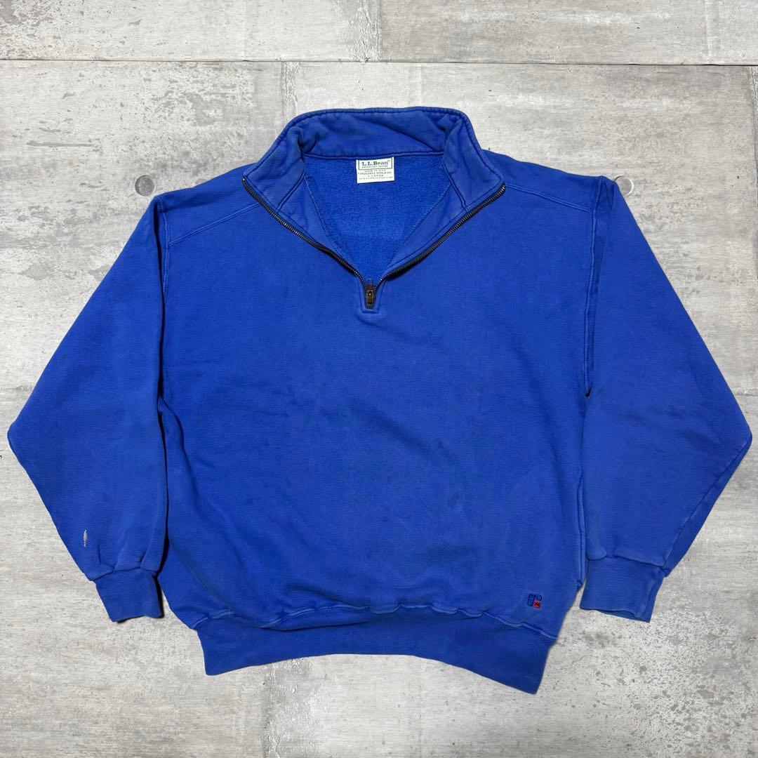80s USA製 LLBean Russell ハーフジップスウェット ブルー