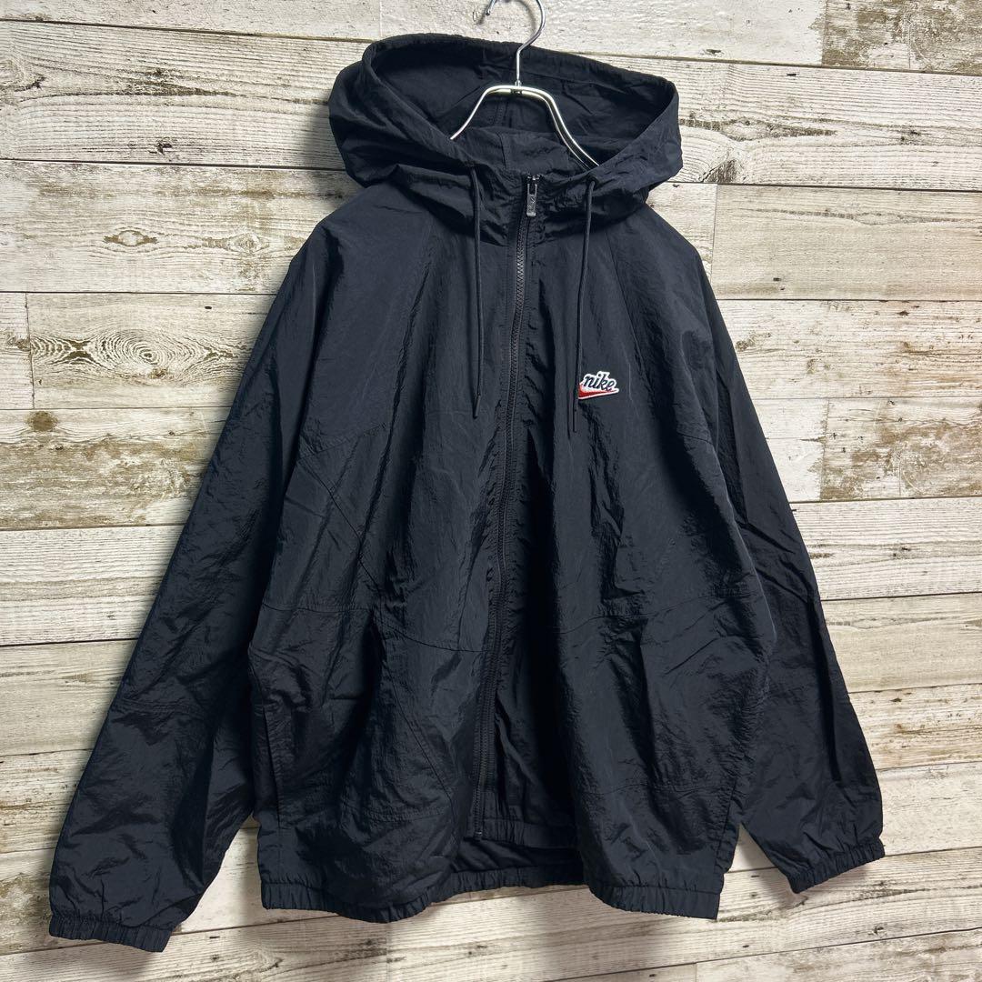 164【希少XXLサイズ】ナイキ☆ワンポイント刺繍ロゴナイロンジャケット