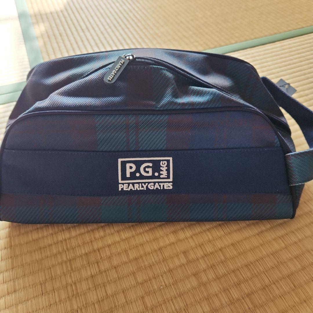 PEARLY GATES チェック柄シューズバッグ
