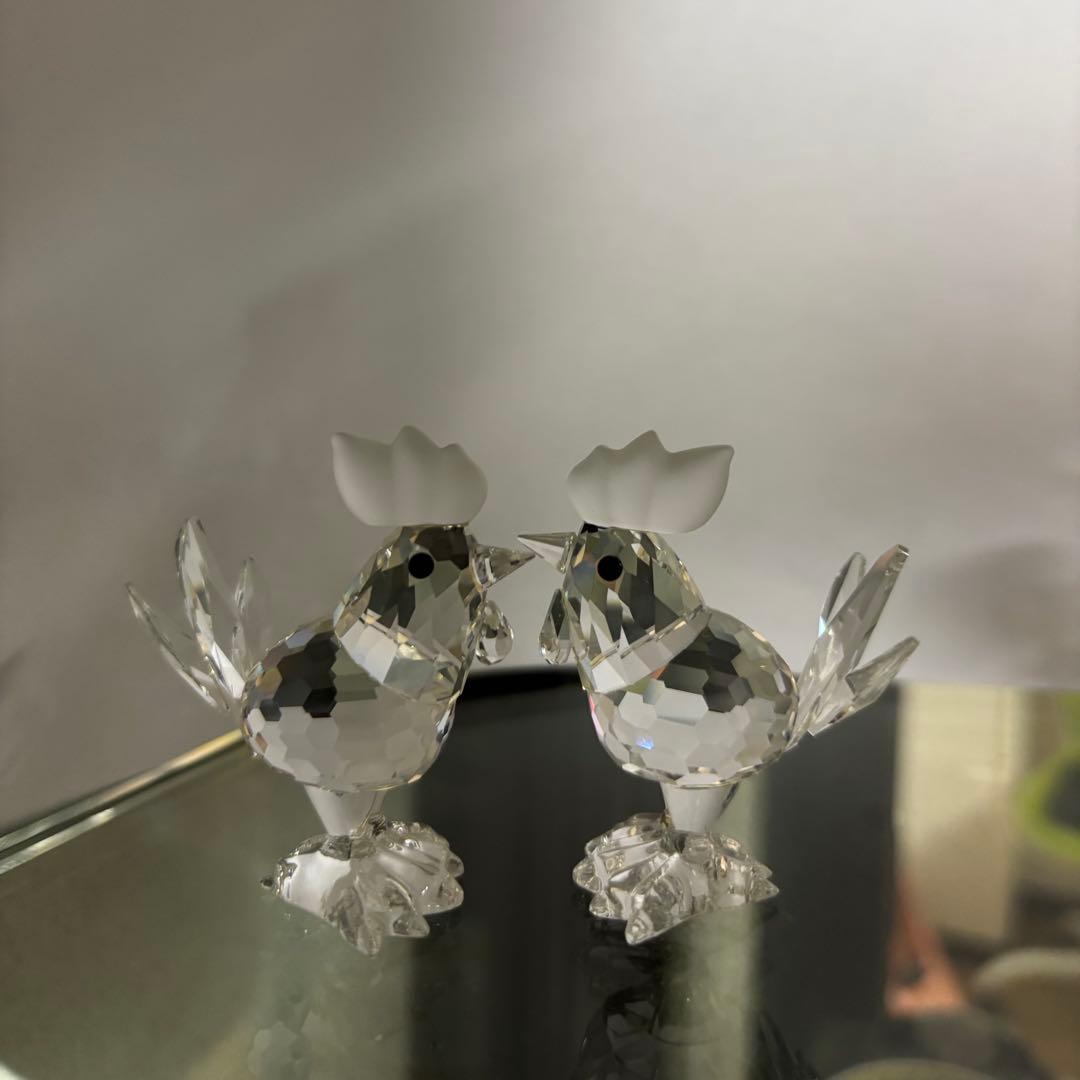 スワロフスキー　クリスタル ニワトリの置物 2個セット