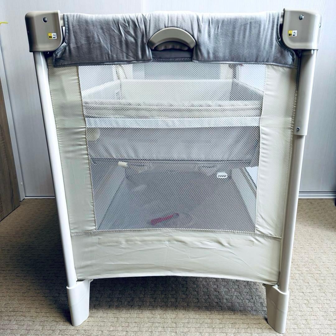 【美品】ベビーベッド ココネルエアープラスAB ホワイトベージュ