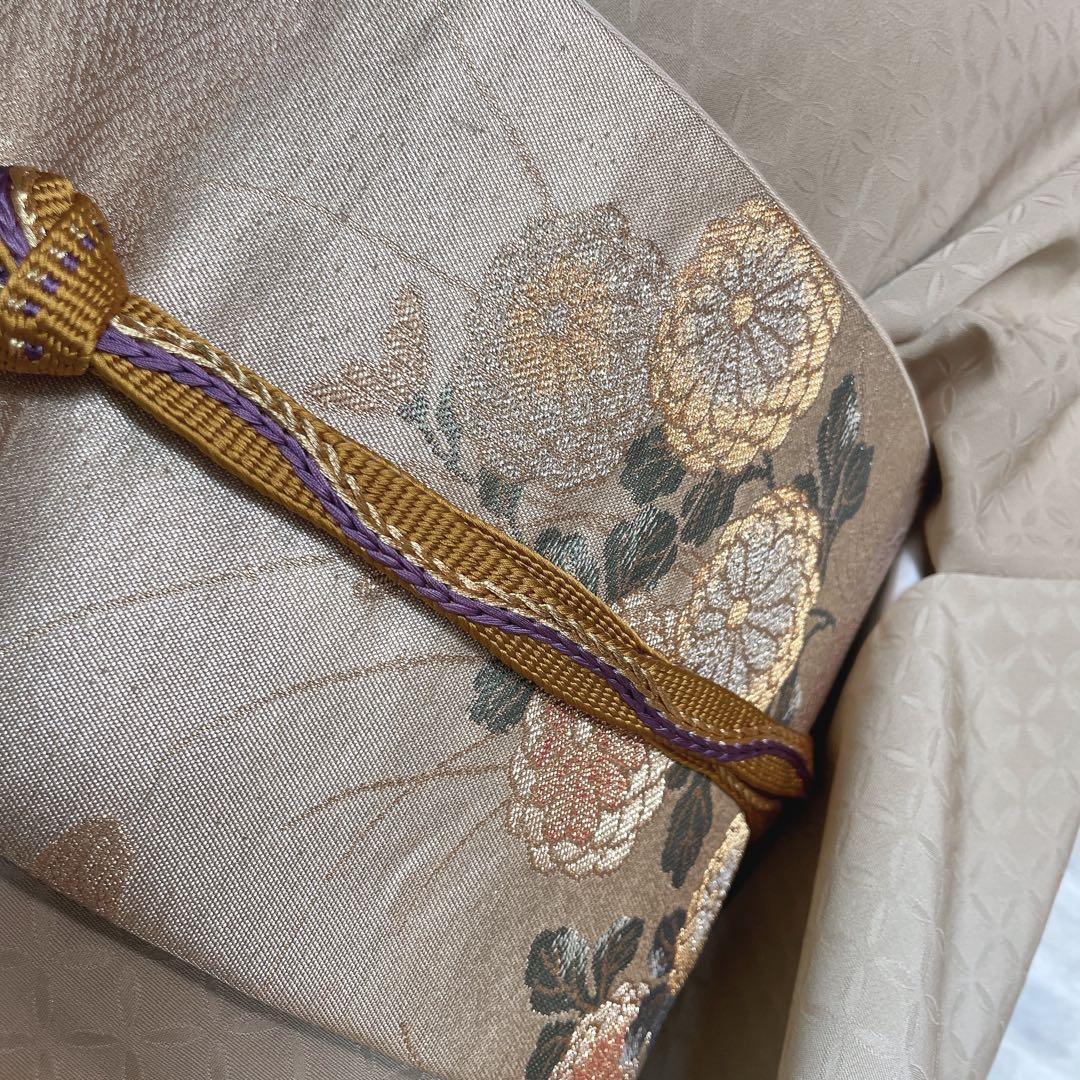 訪問着　フルセット　熨斗　そよ風　手刺繍　地紋　七宝　着物　I8