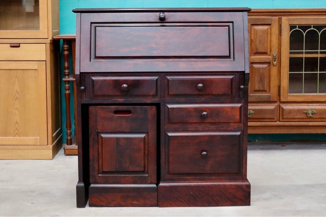 GMIS65○神居民芸 ライティングビューロー デスク キャスター付き椅子 鏡台