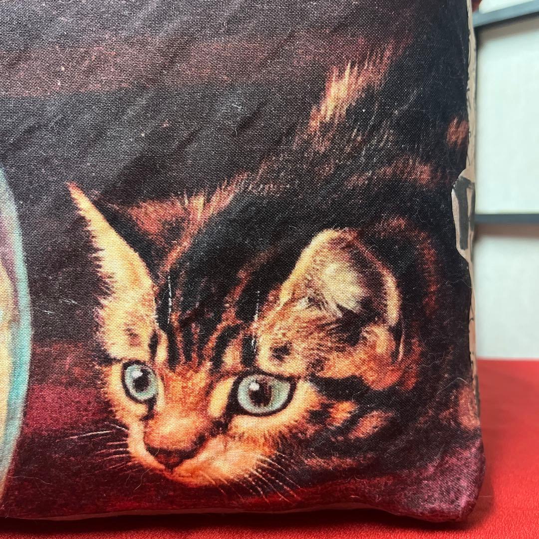 金魚鉢の側の猫 一閑張り バッグ かごバッグ ハンドバッグ 猫 茶トラ キジトラ