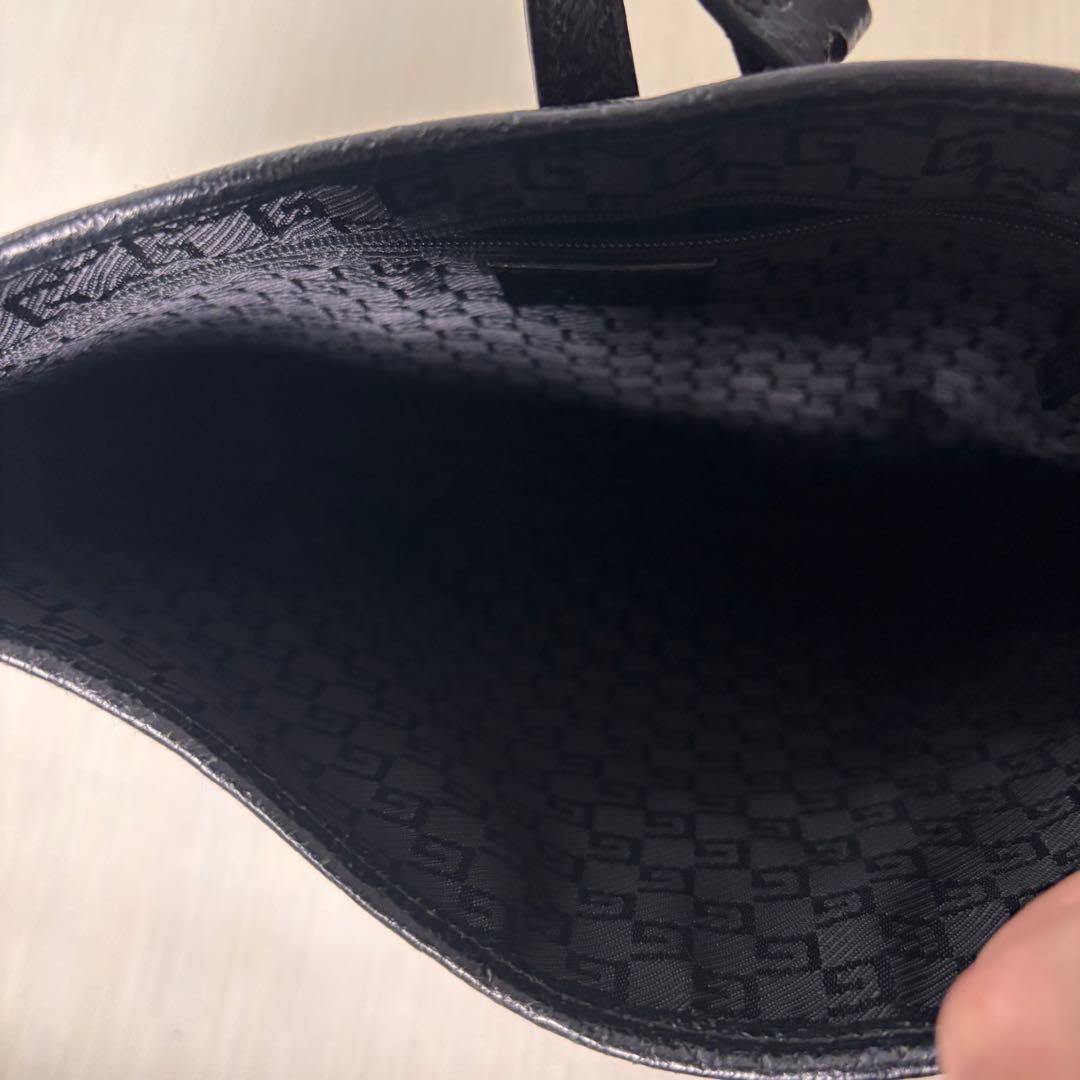希少品GUCCI バンブーショルダー バッグハンドル キャンバス ブラック
