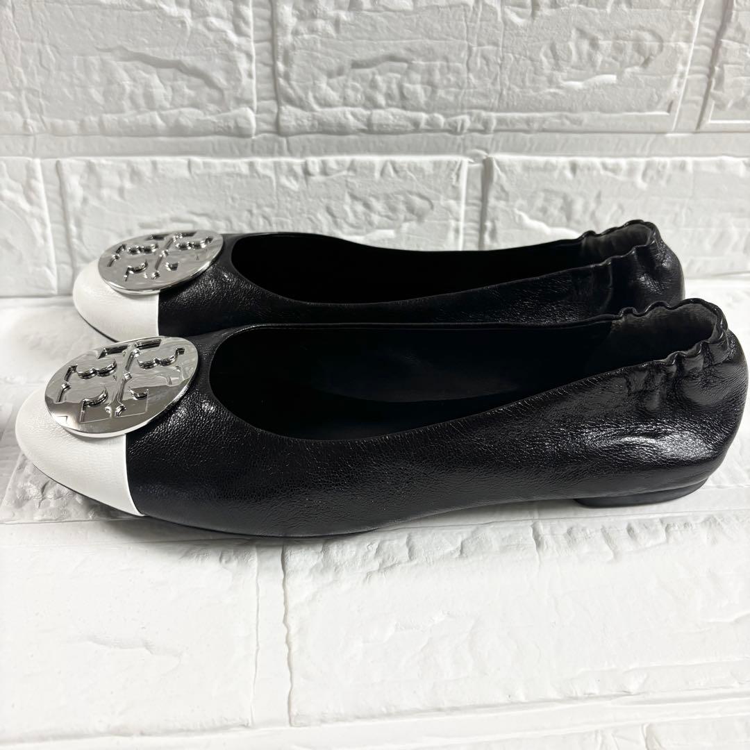 【極美品】トリーバーチ　クレア キャップトゥ バレエ　24.5 ツートンカラー