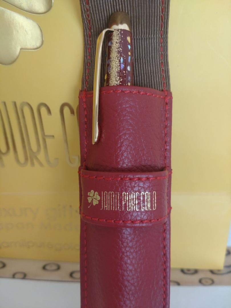  GOLD PEN 螺鈿　本革ケース付き