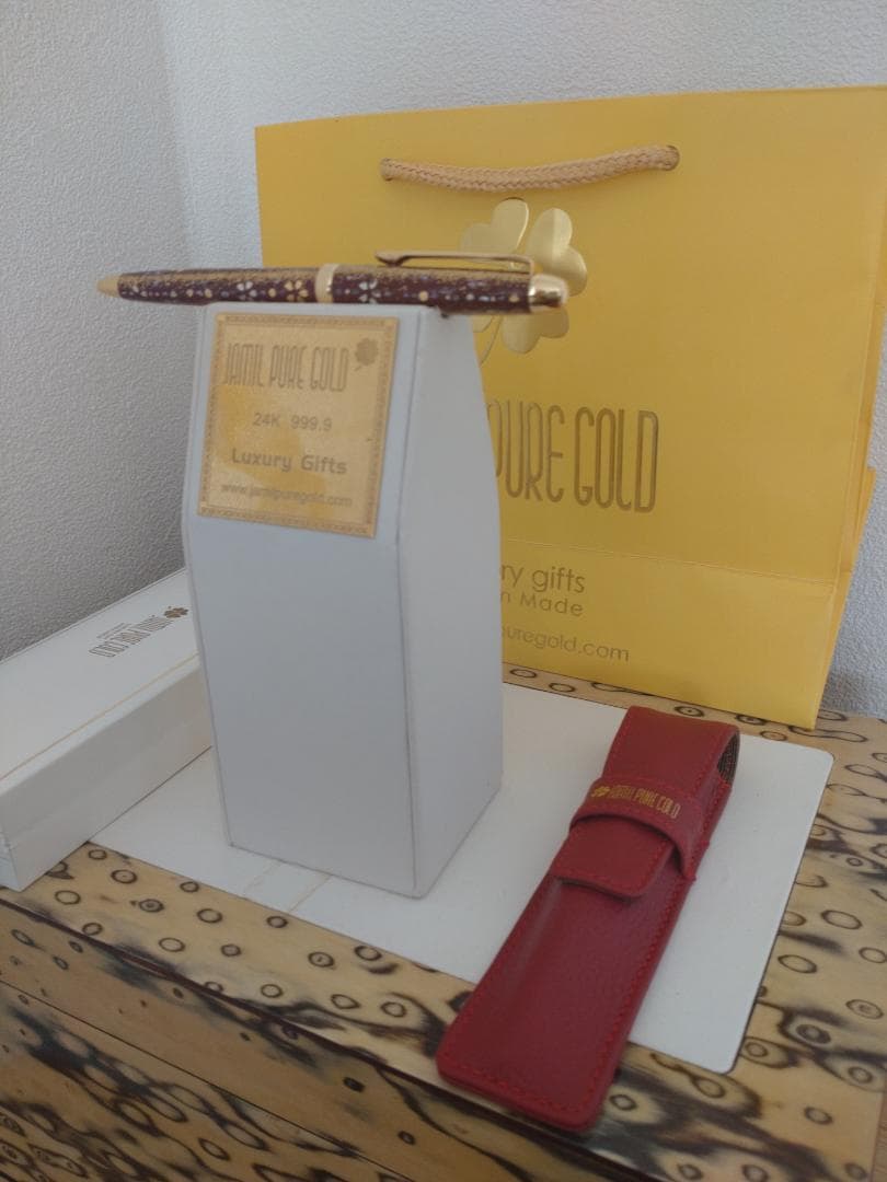  GOLD PEN 螺鈿　本革ケース付き