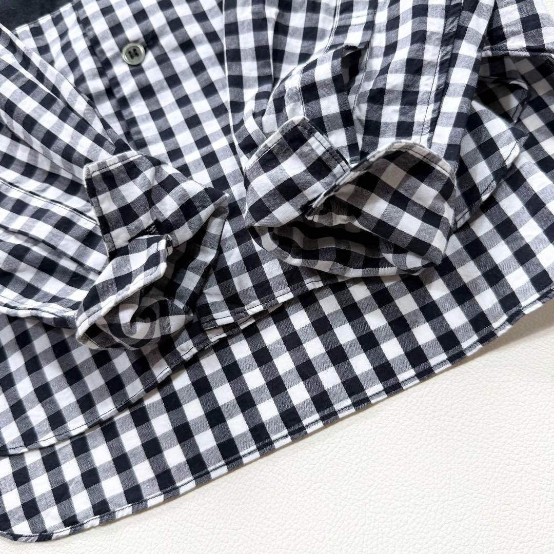 美品　ブラックコムデギャルソン　ラウンドカラー　パッチワーク　チェック　ドット