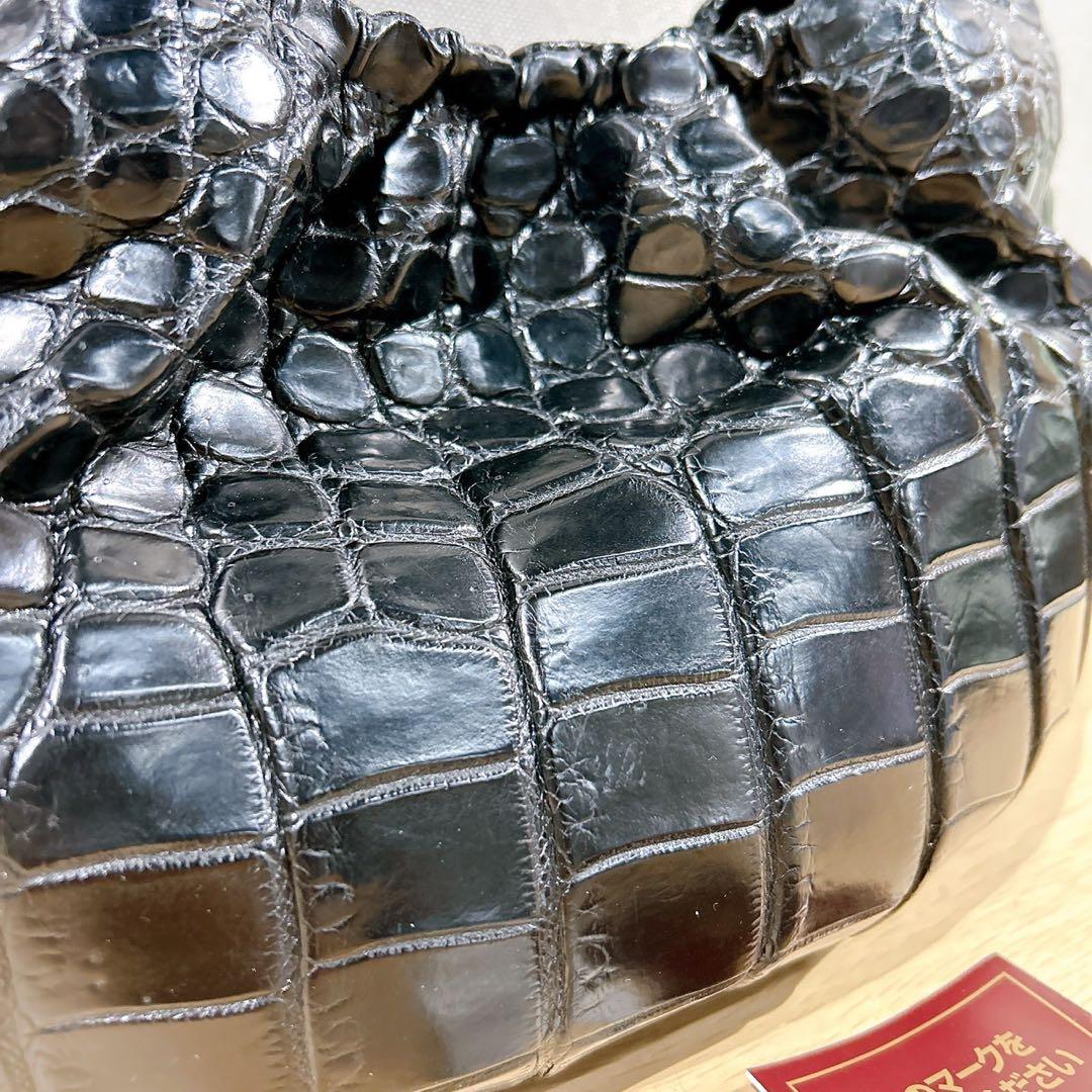 ★JRA認定 リアルクロコダイル マットクロコ ハンドバッグ センター取り 鰐革