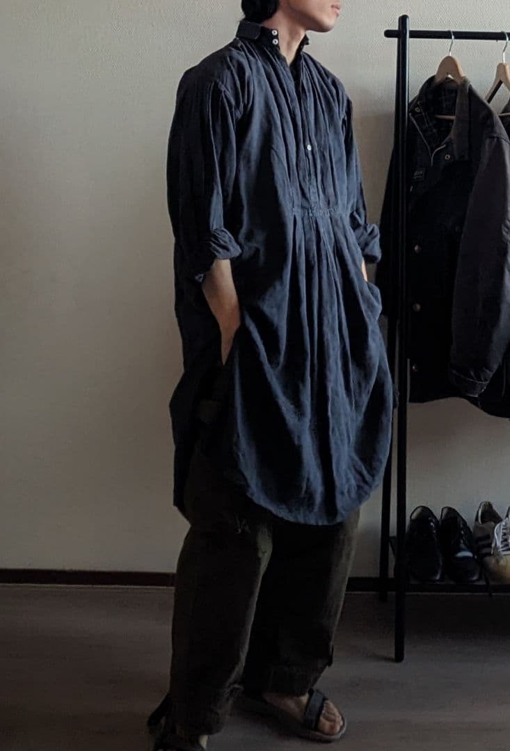 【最終価格】1900s フレンチアンティーク　インディゴリネンスモック