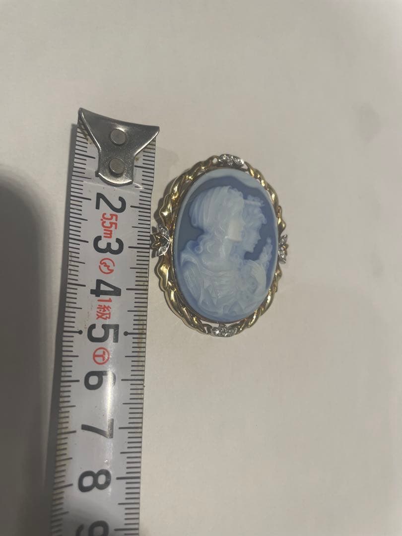 美品k18　金pt900ストーンカメオ　ブローチ＆ペンダントトップ兼用　メノウ