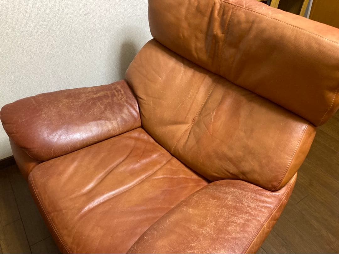 【M】ブラウンレザー リクライニングアームチェア