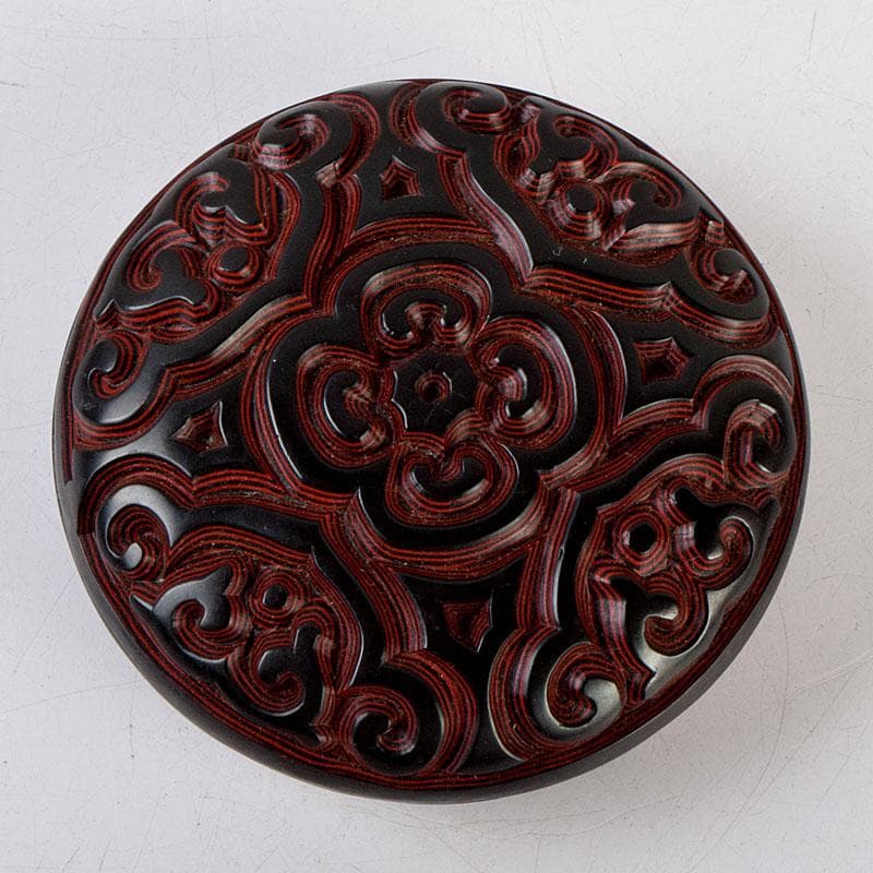 中国　堆黒　倶利香合　時代箱　V　8817