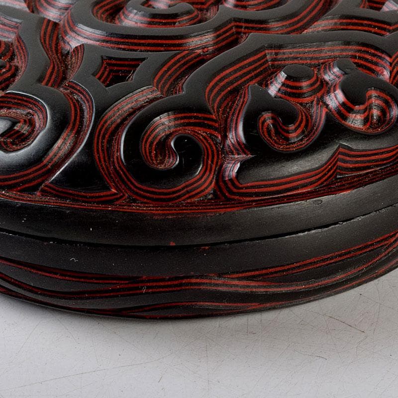 中国　堆黒　倶利香合　時代箱　V　8817