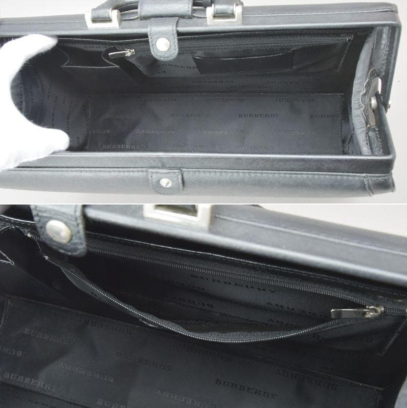 BURBERRY◇バーバリー ビジネスバッグ 鍵付き レザー ブラック 書類鞄