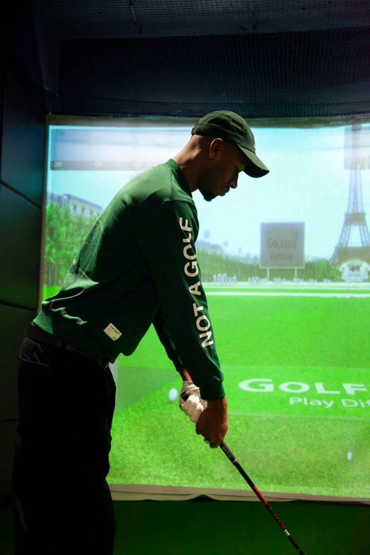 ロゴモックネックシャツ　グリーン　M