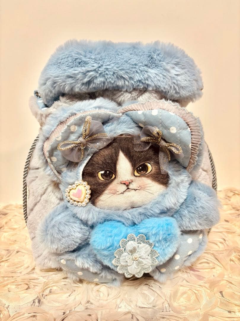 コヤンイサムチョン　ビーズファーのフワフワ肩掛けバッグ　ジョーズ　ハンドメイド